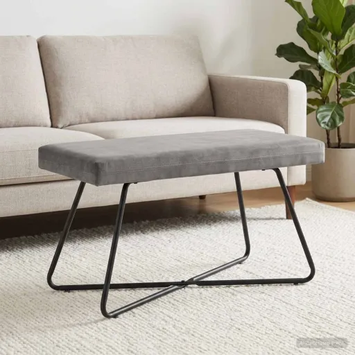 Banco Cinzento-Claro 80 x 40 x 45 cm Veludo