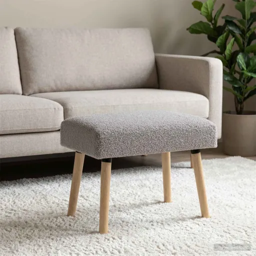 Banco Liso Cinzento-Claro 60 x 40 x 45 cm Bouclé