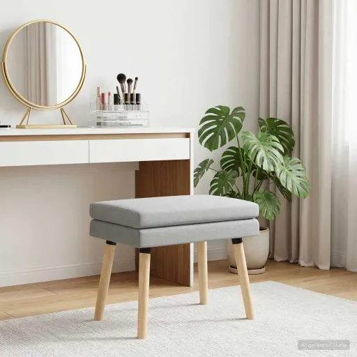 Banco de Camadas Duplas Cinzento-Claro 60 x 40 x 46 cm Tecido