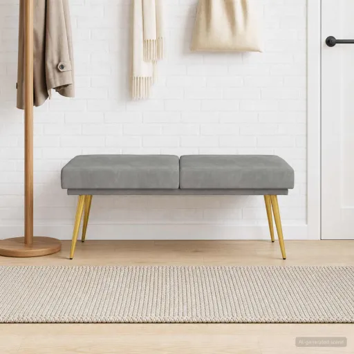 Banco de Camadas Duplas Cinzento-Claro 120 x 45 x 46 cm Veludo