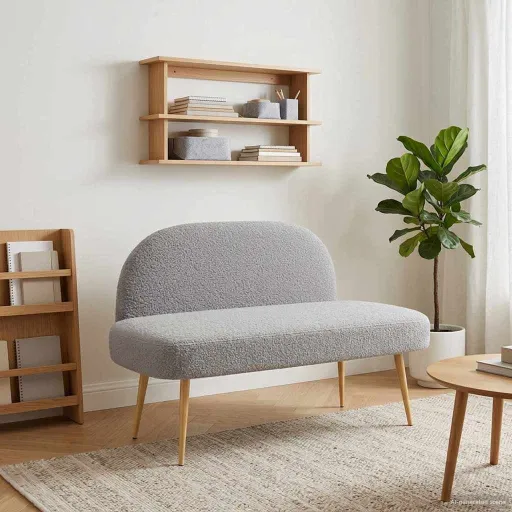 Banco Estofado com Encosto Cinzento-Claro 110 x 60 x 76 cm