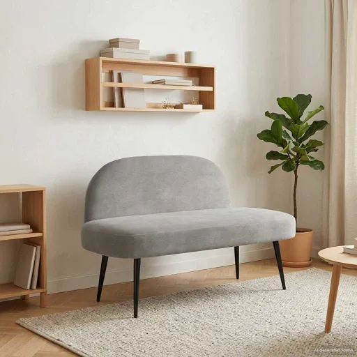 Banco Estofado com Encosto Cinzento-Claro 110 x 60 x 76 cm