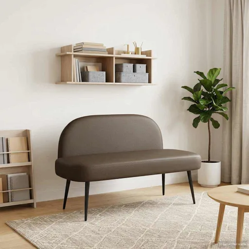 Banco Estofado com Encosto Cinzento 110 x 60 x 76 cm