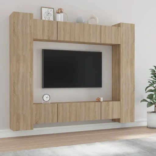 Conjunto Móveis de TV   Madeira Processada Carvalho Sonoma (8 pcs)