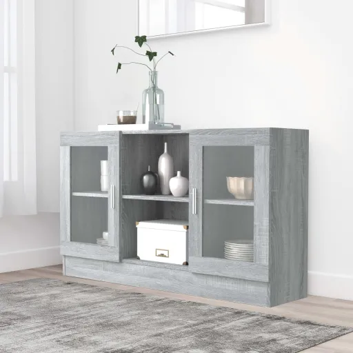 Vitrine 120x30,5x70 cm Derivados de Madeira Cinzento Sonoma