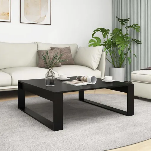 Mesa de Centro 100x100x35 cm Derivados de Madeira Preto