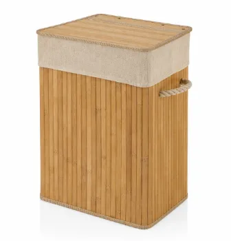 Cesto de Lavandaria em Bambu Andrea House com Forro em Tecido 41 x 31 x 50 cm