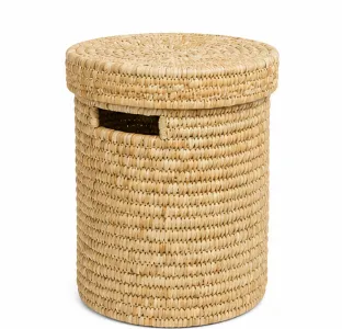 Cesto de Roupa Suja em Folha de Palma Natural Alta Capacidade Ø35 x 52 cm