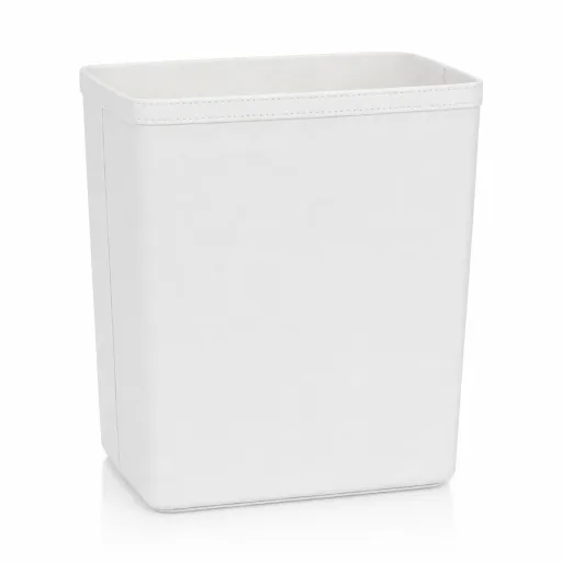Cesto para Papéis Efeito Pele Branco 25x22x29 cm – Design Elegante para Escritório