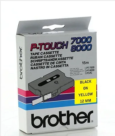 Fitas Brother Laminadas Amarelo e Preto 12 mm X 15 M
