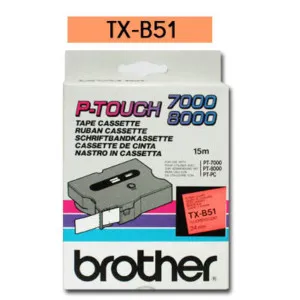 Fitas Brother Laminadas Flourescente, Laranja e Preto 24 mm X 15 M
