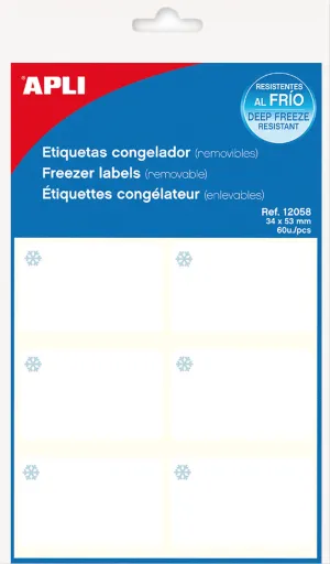 Etiquetas Autocolantes para Congelador Apli 34x53 mm Branco (60 un.)