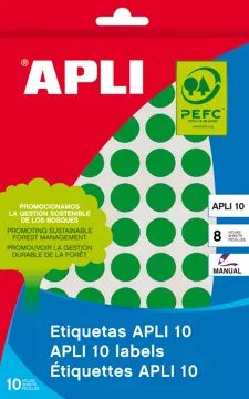Etiquetas Autocolantes Redondas Apli Ø10 mm Verde (1008 un.)