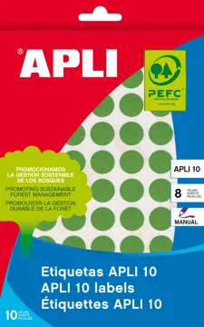  Etiquetas Autocolantes Redondas Apli 16 mm Verde (432 un.)
