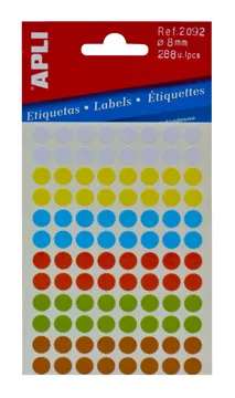 Etiquetas Autocolantes 8 mm Redondos Apli – Multi Cor