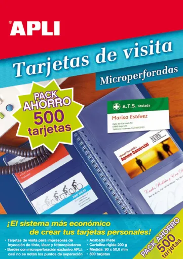 Cartões de Visita Apli Pacote 500 Cartões Poupança 200g 90 X 50,8 mm