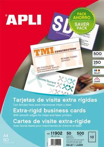 Cartões de Visita Apli Cartoes Extra Rigidos 250 gr 89x51 mm