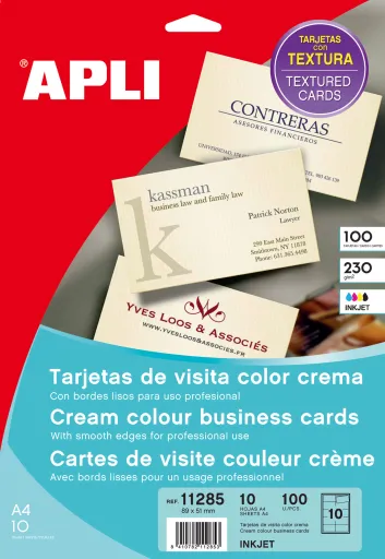 Cartões de Visita Apli Margens Lisas e Cor de Creme 230g 89x51 mm