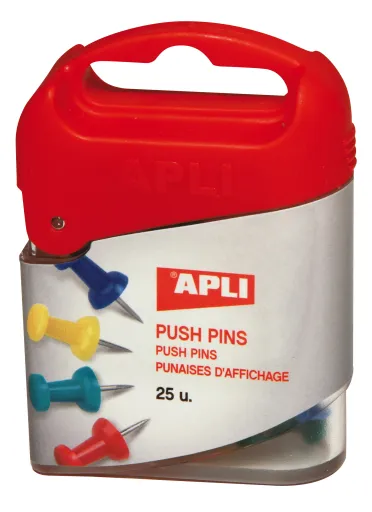 Alfinetes Push-Pin Apli – 25 Unidades, Cores Sortidas