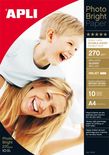 Papel Fotográfico Dupla Face A4 - 270 Grs 10 Folhas Brilhante Apli
