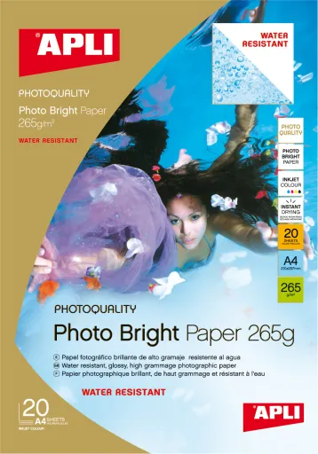 Papel Fotográfico Brilhante Resistente à Água A4 – 265 g – Pack 20 Folhas - Stock Limitado