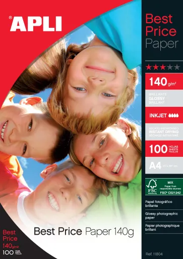 Papel Fotográfico Brilante A4 - 140 Grs 100 Folhas Apli