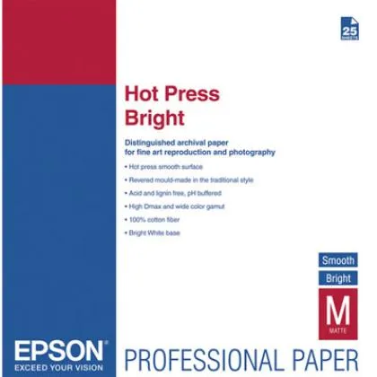 Papel Fine Art Paper Hot Press Bright A3+ 25 Folhas