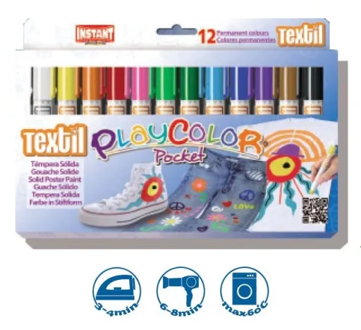Guache Sólido PlayColor Têxtil Pocket 12 Unid - PlayColor