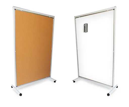 Biombos com Rodas 200x120cm Branco / Cortiça