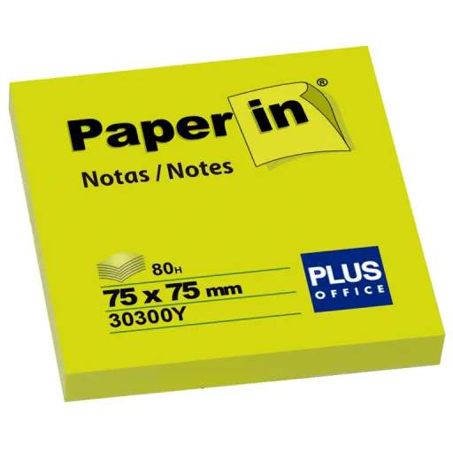 Bloco Notas Autoadesivas 75x75mm 80 Fls Amarelo Néon – Plus