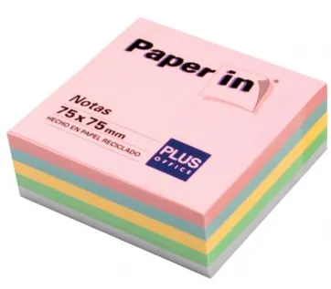 Bloco Notas Autoadesivas 75x75mm 400 Fls 5 Cores Pastel – Plus