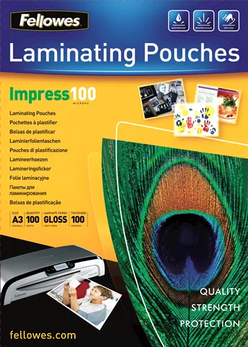 Bolsa de Plastificar A4 100 Unid. 100 Microns Gloss - Fellowes