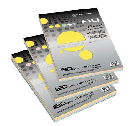 Papel Cor Sortido A4 80Grs - 100 Folhas