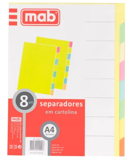 Separadores Cartolina A4 8 Posições – Mab