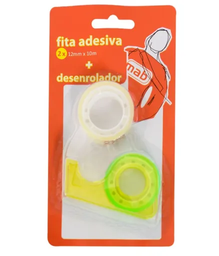 2x Fita Adesiva + Dispensador Blister 12mm x 10m - Mab