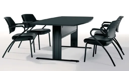 Mesa de Reunião Oval 2000x1000x740 mm Preta - Unica
