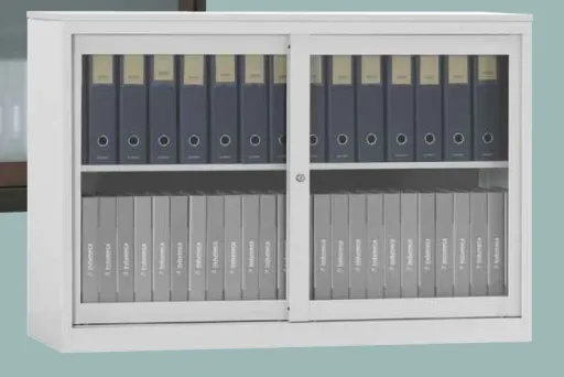Armário de Escritório com Portas de Vidro Transparente 800x1200x420mm Sem Tampo - Ind