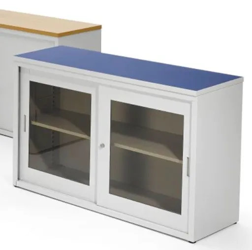 Armário de Escritório 800x800x420mm Portas em Vidro Transparente com Tampo