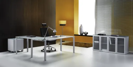 Secretária de Escritório 800x650x740mm com Alonga em Vidro - Better