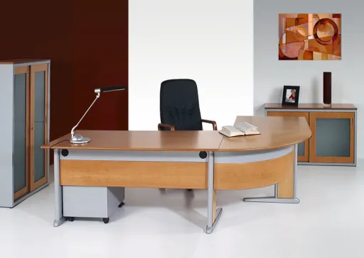 Secretária de Escritório 1200x650 mm com Canto e Alonga Madeira - Aura