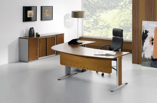 Secretária de Escritório 2250x1700x740mm com Painel Frontal - Best