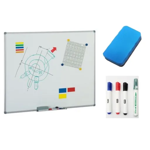 Quadro Branco Magnético 120x150cm Porcelana Mate Pro com 4 Marcadores e Apagador