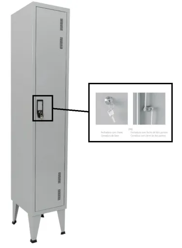 Cacifos Metálicos Simples 1 Cacifo - (1700x300x500mm) Chave