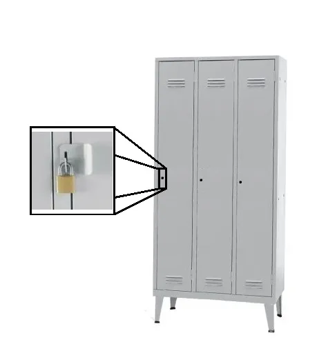 Cacifos Metálicos Triplos com 3 Portas - (1700x900x500mm) Cadeado Simples