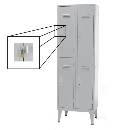 Cacifos Metálicos Duplo 4 Portas - 1900x600x500mm Cadeado Simples
