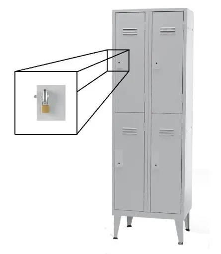 Cacifos Metálicos Duplo 4 Portas - 1900x600x500mm Cadeado Metálico