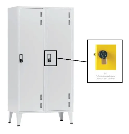 Cacifos Metálicos para Indústria Sujos/Limpos 1900x900x500 mm – 2 Cacifos – Fechadura em PVC para Cadeado
