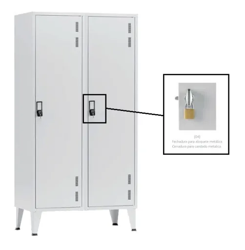Cacifos Metálicos para Indústria Sujos/Limpos 1900x900x500 mm – 2 Cacifos – Fechadura de Cadeado Metálico