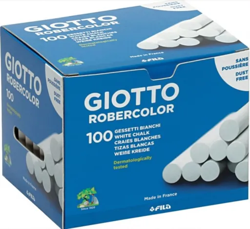 Giz Escolar Robercolor Branco – Caixa com 100 Paus – Giotto