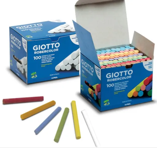 Giz Escolar Robercolor – Cores Sortidas – Caixa com 100 Paus – Giotto